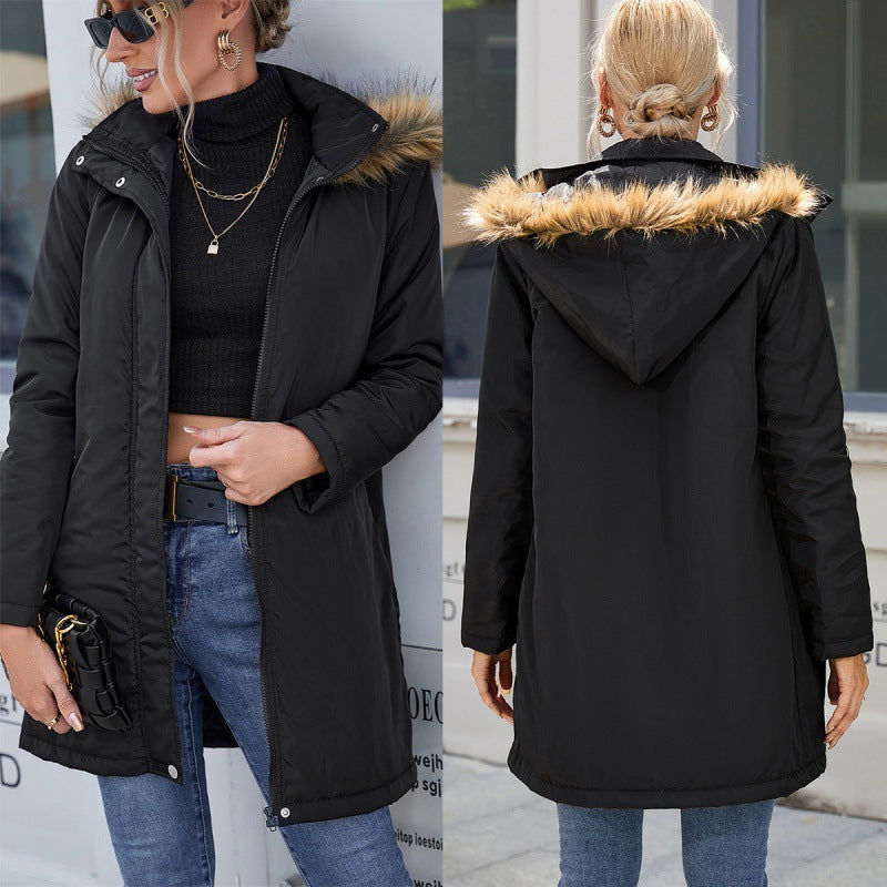 Casual Hooded Mid Length Trench Coat