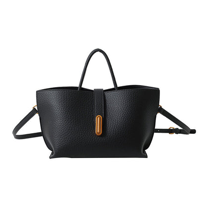 INS Litchi Pattern Shoulder Bag Fashion Zipper Bucket Bag High Capacity Totes Handbag For Women