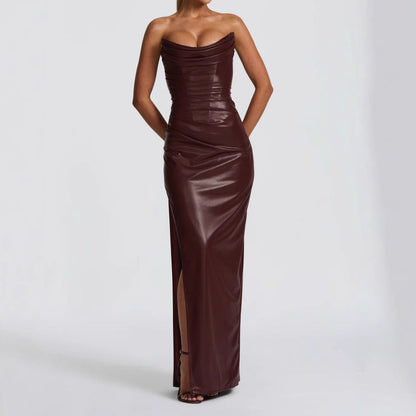 Women's Back-tie Tube Top Dress With Side Slit