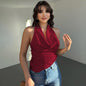 Women's Halter Backless Tank Vest Fashion Solid Color Slim Fit Tied Tube Top