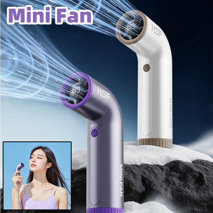 High-speed Portable Fan Little Turbine Digital Display Charging Long Endurance Portable Fan Rechargeable Strong Wind 199 Gear Speed Electric Adjustable Turbo Handheld Fan