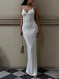 White Twisted Backless Strap Maxi Dress