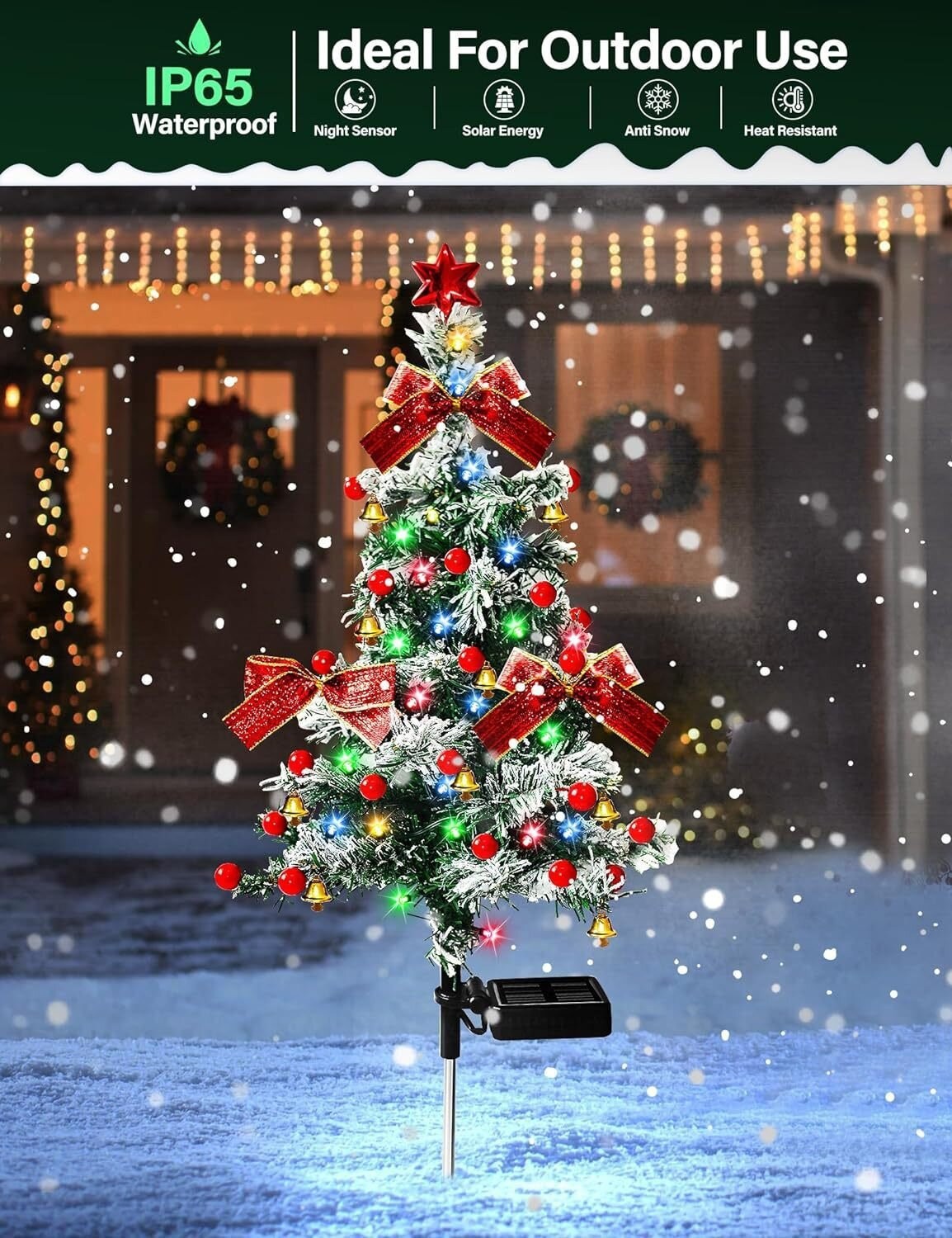 Solar-powered Christmas Cedar Tree Lights For Outdoor Lawn Decoration