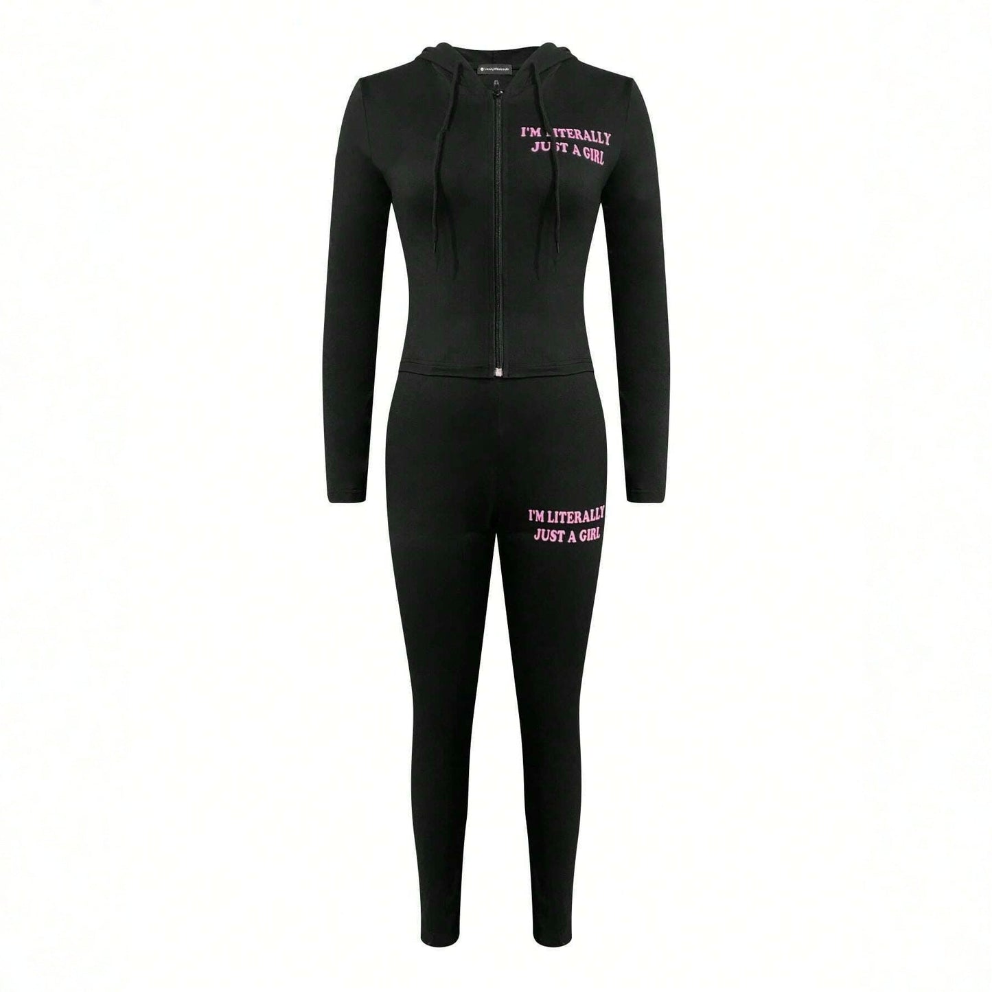 Women's Sporty Letter-Print Long-Sleeve Pants Set