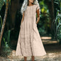 Women's Solid-Color Loose-Fitting All-Match Cotton-Linen Dress With Pockets