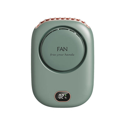 Lazy Leafless Hanging Neck Fan Digital Display Silent