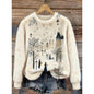 Digital-printed Christmas-patterned Women's Flannel Hoodie