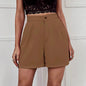 Women's Solid Color Wide-leg Comfortable Casual High-waisted Shorts