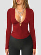 Deep V-neck Hollow Y2g Hot Girl Fashion Elegant Slim-fit Long Sleeve