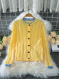 Autumn Ruffled Stitching Slim-fit Crop-top Outer Sweater Cardigan