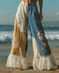 Women's Leisure Fashion Retro Print High-Waisted Pants, Comfortable Fake Jeans That Can Slim The Legs