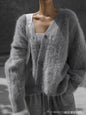 Loose V-neck Mink-like Top Soft And Thickened