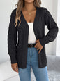 Women Casual Hollow Out Lantern Sleeve Long Sleeve Cardigan Sweater Coat