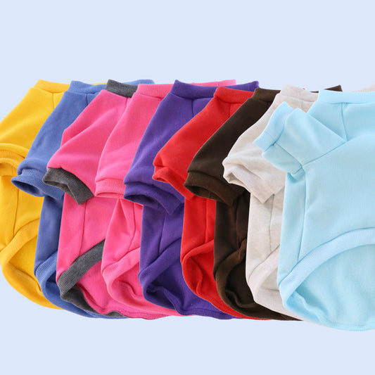Pet Clothes Fleece-lined Thickened Solid Color Hoodie