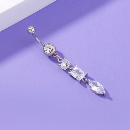 Shining Zircon Long Navel Nail Body Piercing Jewelry For Women
