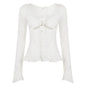 Sweet And Spicy Style With A U-neck And Ruffled Hem, Long-sleeved Design