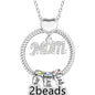 Mother's Day Gift Personalized Circle Pendant with Custom Beads Birthstone Pendant