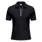 Mens Loose Corduroy Half-Zip Polo Short-Sleeve T-Shirt