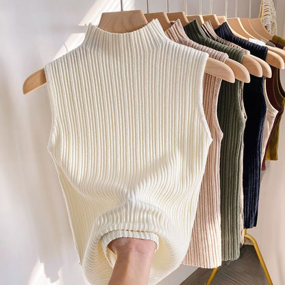 Women's Korean-style Half Turtleneck Knitted Inner Match Vest