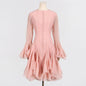 New Fashion High Collar Long Sleeve High Sense Cinched Mid-length Dress
