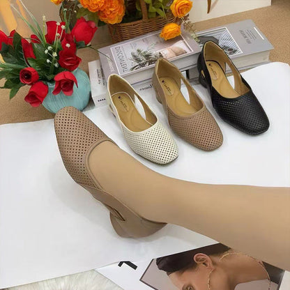 Hollow-out Thick-heeled Sandals