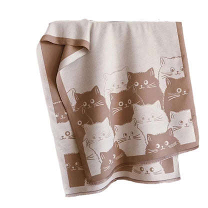 Double-sided Double-wear Student Faux Cashmere Scarf Cartoon Design For Autumn And Winter