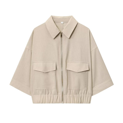 Women's New Ramie Blend Zip Jacket