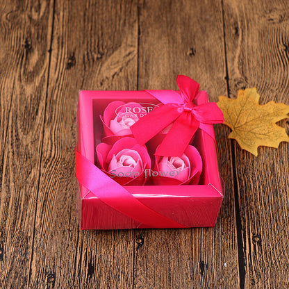 Soap Flower Gift Box Valentine's Day Gift Mother's Day Creative Gifts Bear Flower Rose Heart Shaped Tin Box