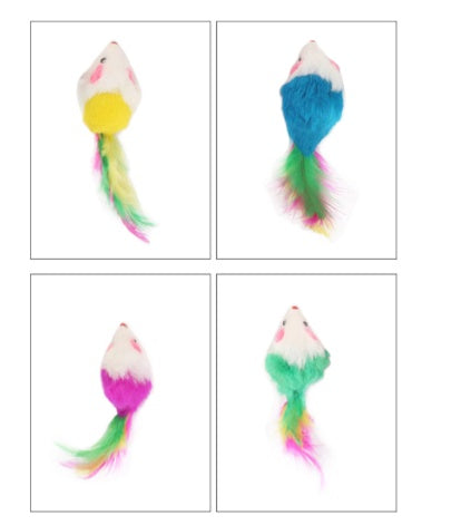 Color Feather Tail Plush Mouse Cat Toy