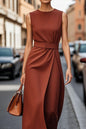 Summer Irregular Sleeveless Dress With Belt Fashion Temperament Slim Back Zipper Dresses For Women Clothing