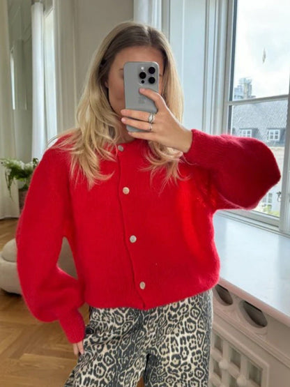 Macaron Color Sweater Cardigan For Women