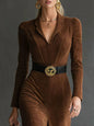 Solid-color Figure-hugging High-waist Long Skirt With Belt