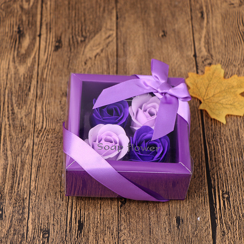 Soap Flower Gift Box Valentine's Day Gift Mother's Day Creative Gifts Bear Flower Rose Heart Shaped Tin Box