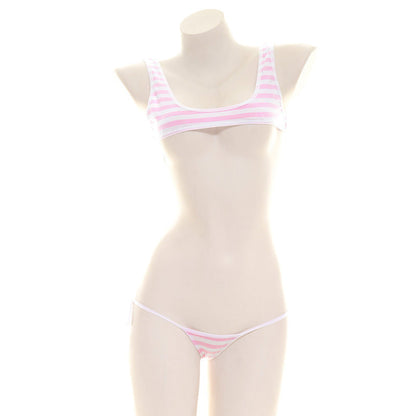Striped Tank Top With Tie-up Bra