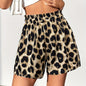 Women's Leopard Print High-Waisted Casual Shorts - Loose Fit, Wide Leg - Spring/Summer/Fall Chic Design