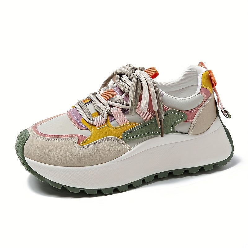 Ultra-Lightweight Breathable, Comfortable Low-Top Lace-Up Shoes with Thick, Cushioned Platform Sole