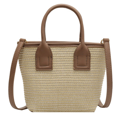 Women's Straw Woven High-grade Portable Bucket Bag