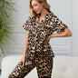Summer Minimalist Casual Faux-silk Short-sleeve Shirt And Trousers