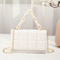 Plaid Embossed Small Square Bag Solid Color Tassel Big Chain Mobile Phone Bag