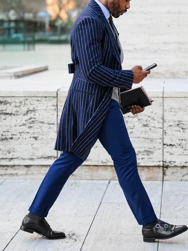 Men's Classic Striped Single-Breasted Coat