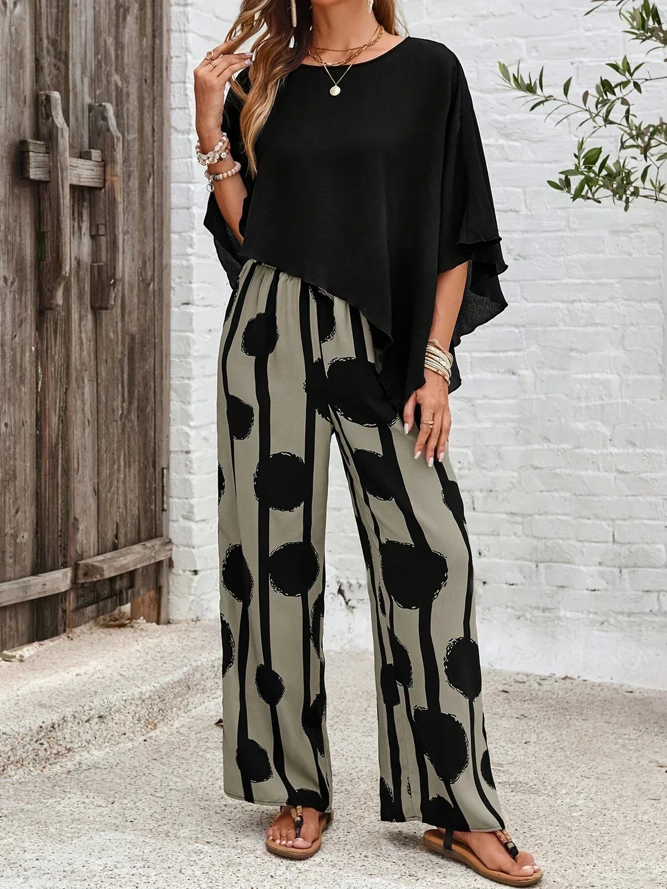 Jill -  Comfortable Elastic Waist Two-Piece Set