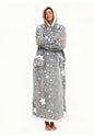 Oversized Wearable Hooded Blanket With Print Glow In The Dark Long Size Sherpa Warm Sweatshirt For Women