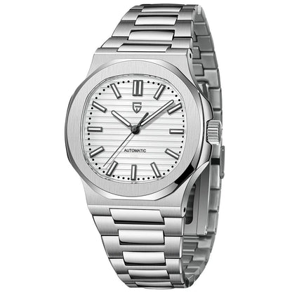Men's Stainless Steel Automatic Mechanical Waterproof Barrel-shaped Wristwatch