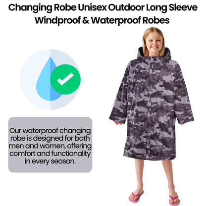 Changing Robe Kids Unisex Hooded Coat Camo/Black Windproof Waterproof Quick Dry for Beach Surfing Swimming by Heatwave Thermalwear