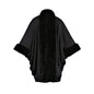 Classic Oversized Knit Coat With Artificial Rabbit Fur Collar - Elegant Pullover Cloak in Monochrome