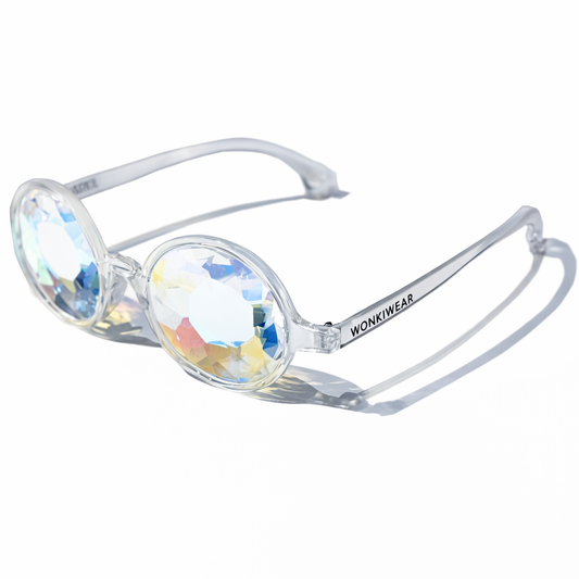 Kaleidoscope Glasses – Trippy Rave & Festival Glasses with Whirlpool Lenses (Clear)