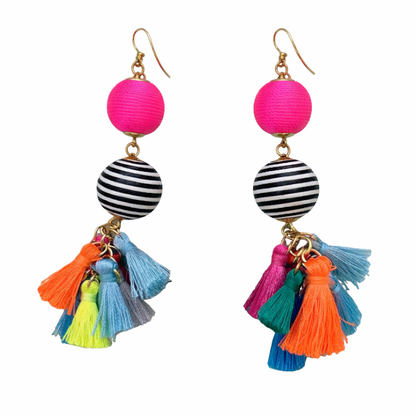 Colourful Tassel Earrings UK – Statement Rainbow Drop Earrings (Festival & Rave Accessories)