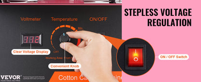VEVOR Electric Cotton Candy Machine 1000W Candy Floss Maker Commercial Cotton Candy Machine Stainless Steel Bowl and Sugar Scoop