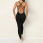Cross-Strap Yoga Jumpsuit - Quick-Drying, Tight-Fitting Seamless Fitness Leggings for Women