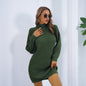 Women’s Winter Turtleneck Sweater Dress Long Sleeve Knitted Dress with Button Detail, Casual Slim Fit Warm Outfit